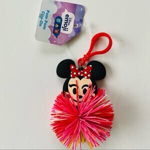 Disney | Minnie Mouse Emoji Pom Pom Clip Keychain NWT Koosh